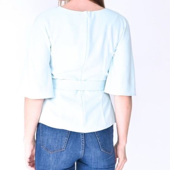 Amanda Uprichard NWT Light Blue Tie Front Top with 3/4 Length Sleeves Size Small - Picture 4 of 9